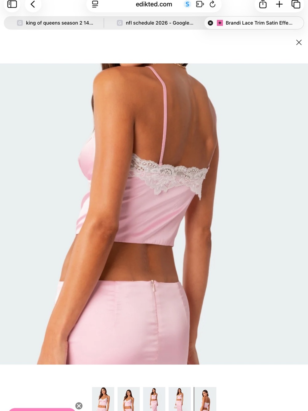 Edikted Pink Satin Lace Trim Camisole